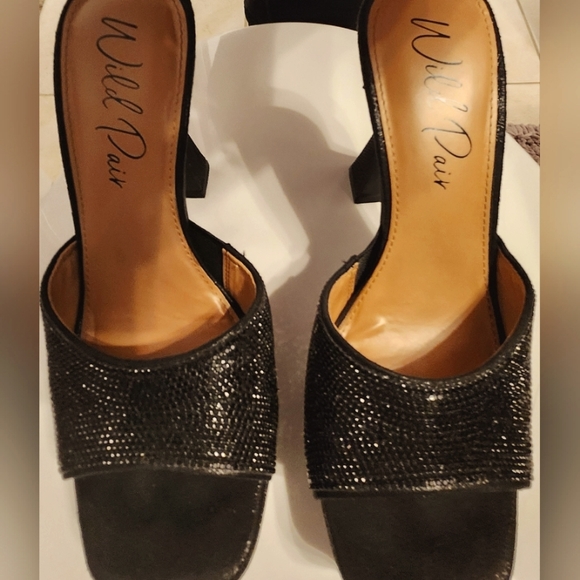 Black Sequin open toe heels - Picture 3 of 4